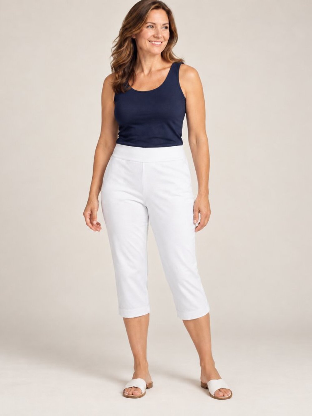 Croft & Barrow 12 White Effortless Stretch Capri Pants Minimalist Stretch Fit